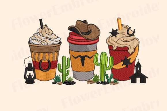 Western Coffee: A Versatile Embroidery Design for Country Style